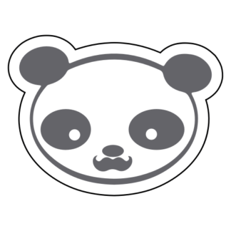 Young Panda Funny Moustache Sticker (Grey)